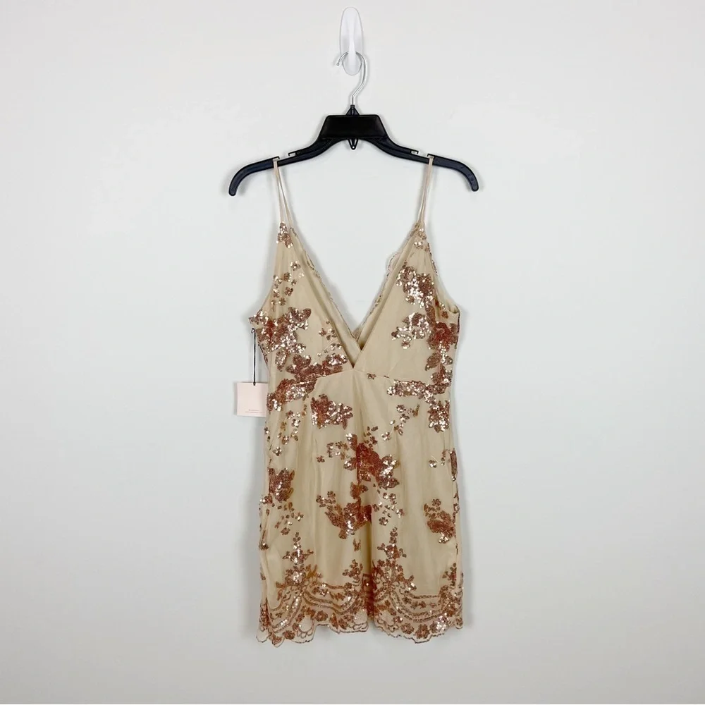 Superdown Abigal Mini Dress in Gold Size L